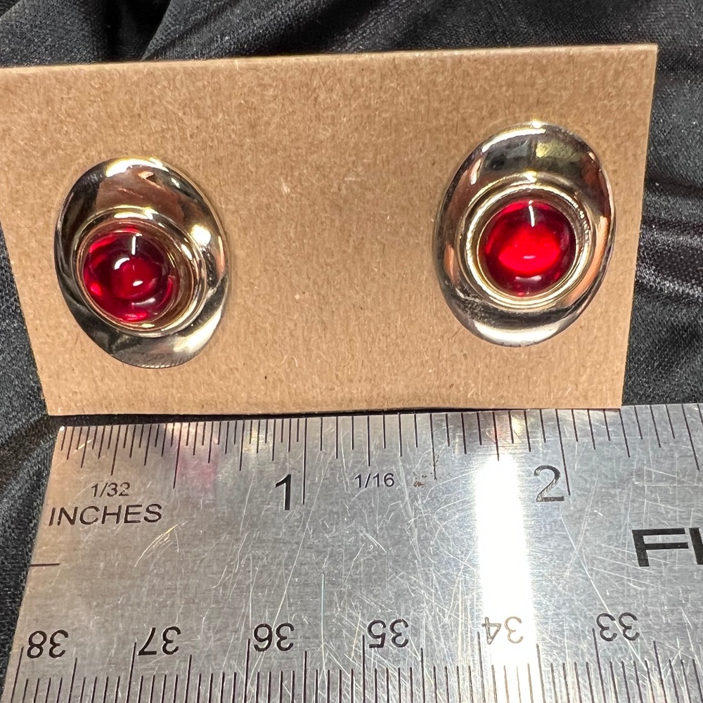 Vintage Cufflinks, Goldtone and Red